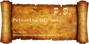 Petrovity Dénes névjegykártya